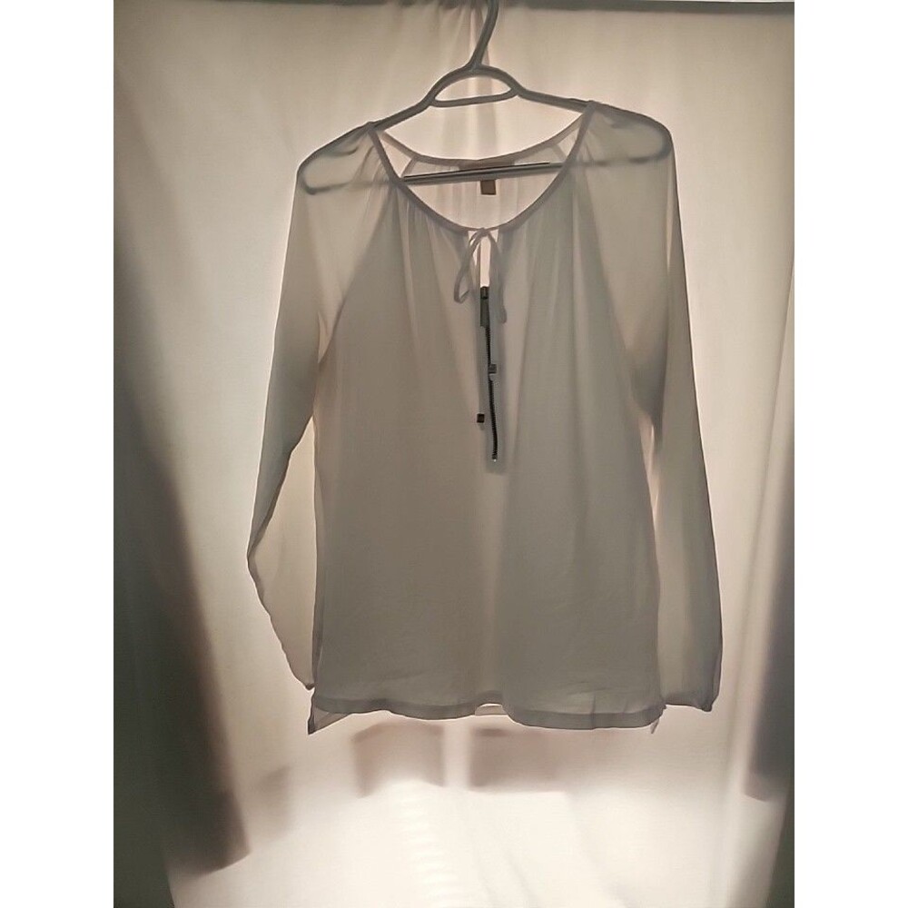 Women's Michael Kors Size 6 Blouse White Tie Neck Long Sleeve